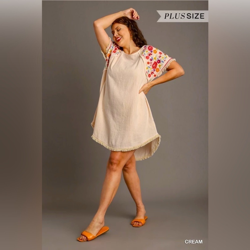 Cute UMGEE Dress‎ within embroidery details plus size